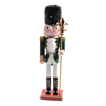 Soldatino schiaccianoci natalizio in legno con colbacco nero decorazione natalizia