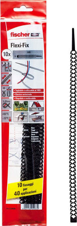 Fischer-Flexi-Fix-538608-Fascette-Fermacavi-Riutilizzabili,-Fissaggi-Multipli,-per-Cavi-in-Ordine-di-Tv,-Pc,-Ufficio,-Cablaggio-Elettrico,-Nero