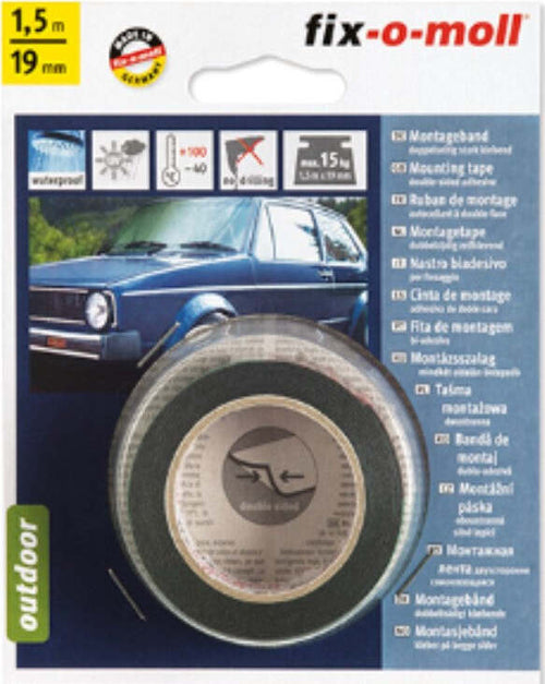FIX-0-MOLL---1,5mt-x-19mm---NASTRO-BIADESIVO-EXTRA-FORTE-PER-MONTAGGI-ESTERNI---TENUTA-MASSIMA-40kg---COLORE-NERO