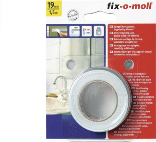 FIX-0-MOLL---1,5mt-x-19mm---NASTRO-BIADESIVO-PER-MONTAGGIO-SPECCHI---COLORE-BIANCO