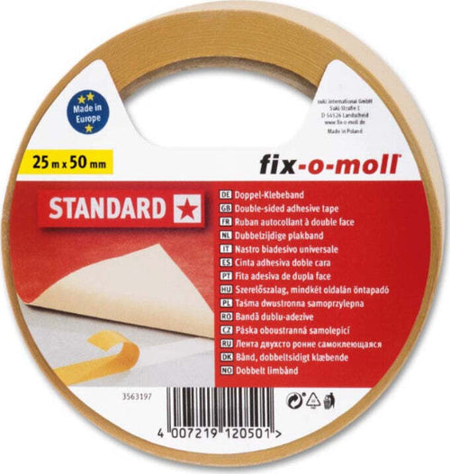 FIX-0-MOLL---25mt-x-50mm---NASTRO-BIADESIVO-STANDARD---PER-USO-QUOTIDIANO---RESISTENTE-AGLI-STRAPPI