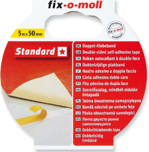 FIX-0-MOLL---5mt-x-50mm---NASTRO-BIADESIVO-STANDARD---PER-USO-QUOTIDIANO---RESISTENTE-AGLI-STRAPPI