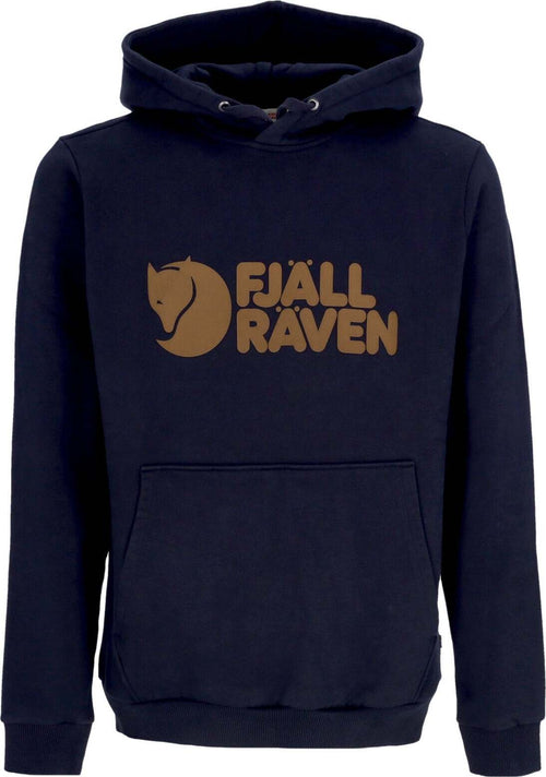 FJALLRAVEN-Felpa-Cappuccio-Uomo-Logo-Hoodie-Dark-Navy-da-uomo