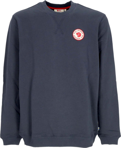 FJALLRAVEN-Felpa-Leggera-Girocollo-Uomo-1960-Logo-Badge-Sweater-Dark-Navy-da-uomo