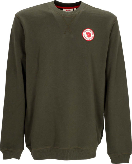 FJALLRAVEN-Felpa-Leggera-Girocollo-Uomo-1960-Logo-Badge-Sweater-Deep-Forest-da-uomo