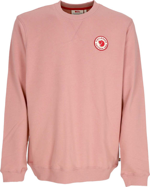 FJALLRAVEN-Felpa-Leggera-Girocollo-Uomo-1960-Logo-Badge-Sweater-Dusty-Rose-da-uomo