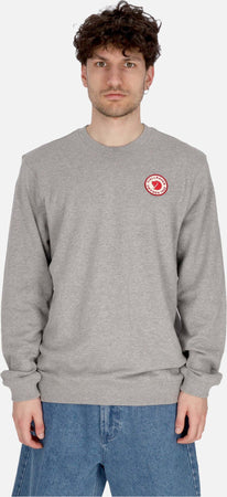 FJALLRAVEN-Felpa-Leggera-Girocollo-Uomo-1960-Logo-Badge-Sweater-Grey-Melange-da-uomo