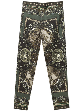 Dolce & Gabbana Pantalone in Cotone con Stampa Pupi da donna