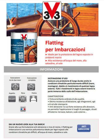 Flatting Per Imbarcazioni Incolore Ambrato Lt 1 - V33 Con Resine Alchidiche- Anti Alghe Marine