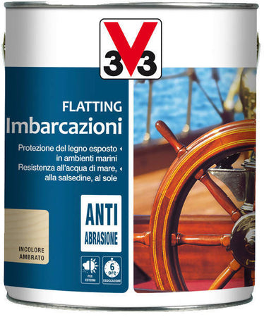 Flatting Per Imbarcazioni Incolore Ambrato Lt 2.5 - V33 Con Resine Alchidiche- Anti Alghe Marine