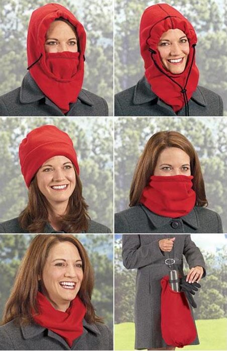 Fleece-Hood-5-in-1-Scaldacollo-Cappello-Sciarpa-in-pile-6-colori-assortiti