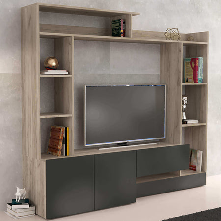 FLORIANO---parete-attrezzata-soggiorno-180x28/40x165-h-Nero-Milani-Home