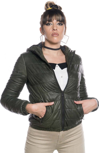 Florida---Piumino-Donna-Verde-in-vera-pelle