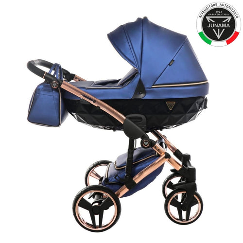 Trio Junama Diamond Fluo Pelle V2 Blu Telaio Oro Navicella Nera