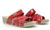 FLY FLOT Ciabatta donna aperta rossa con fasce intrecciate e strappo