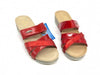 FLY FLOT Ciabatta donna aperta rossa con fasce intrecciate e strappo