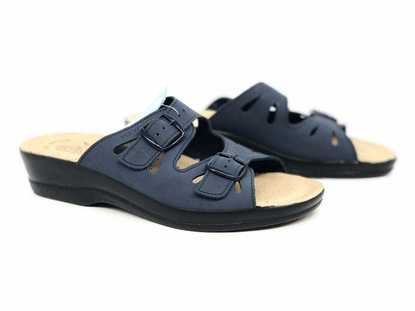 FLY FLOT Ciabatta donna con doppia fibbia blu