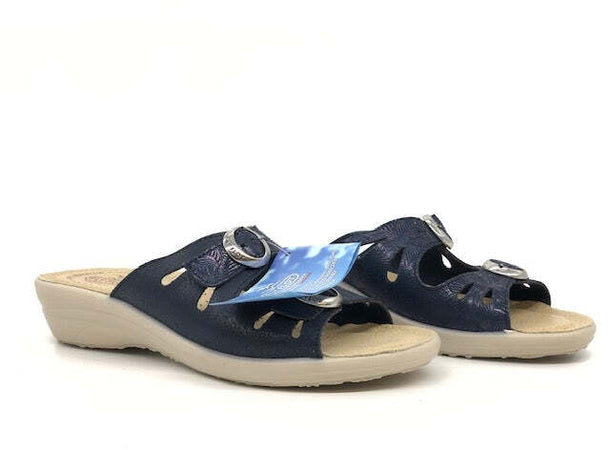 FLY FLOT Ciabatta donna con doppia fibbia blu