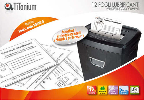 Foglio lubrificante - per distruggidocumenti - Titanium - conf. 12 pezzi Cancelleria e prodotti per ufficio/Elettronica per ufficio/Accessori/Accessori per distruggidocumenti Eurocartuccia - Pavullo, Commerciovirtuoso.it