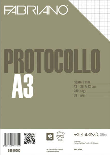 Foglio protocollo - A4 - 5 mm - 60 gr - Fabriano - conf. 200 fogli Cancelleria e prodotti per ufficio/Carta blocchi e quaderni/Blocchi appunti taccuini e diari/Blocchi di fogli di ricambio Eurocartuccia - Pavullo, Commerciovirtuoso.it