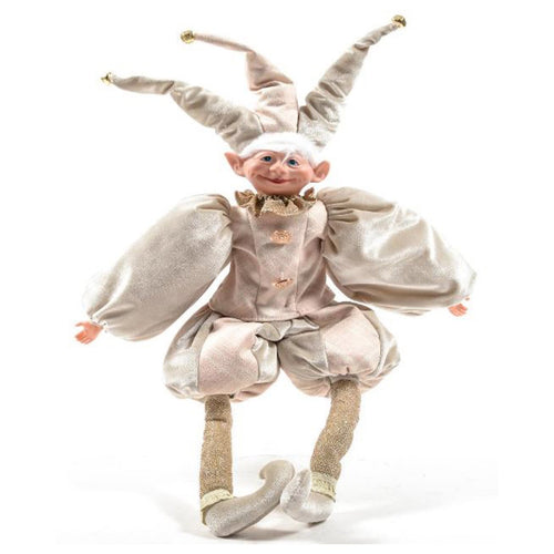 Folletto natalizio in tessuto argentato con cappello decorazione natalizia