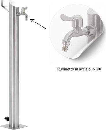 Fontana-da-Giardino-a-Colonna-esterno-TIGLIO-Acciaio-Inox-Spazzolato-H-95-cm