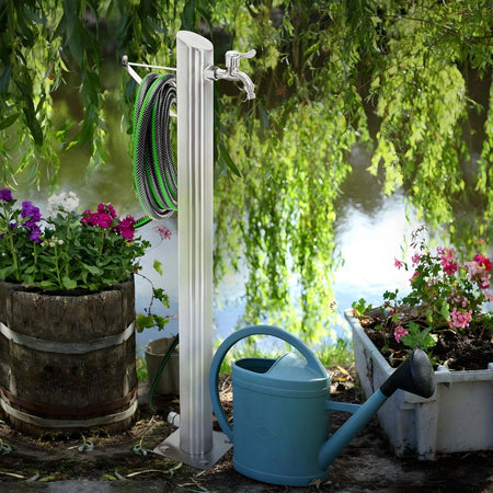 Fontana-da-Giardino-a-Colonna-esterno-TIGLIO-Acciaio-Inox-Spazzolato-H-95-cm