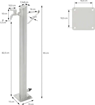 Fontana-da-Giardino-a-Colonna-esterno-TIGLIO-Acciaio-Inox-Spazzolato-H-95-cm