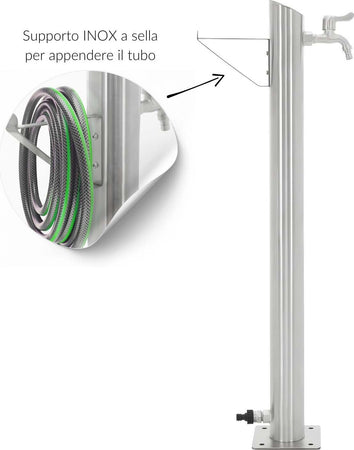 Fontana-da-Giardino-a-Colonna-esterno-TIGLIO-Acciaio-Inox-Spazzolato-H-95-cm