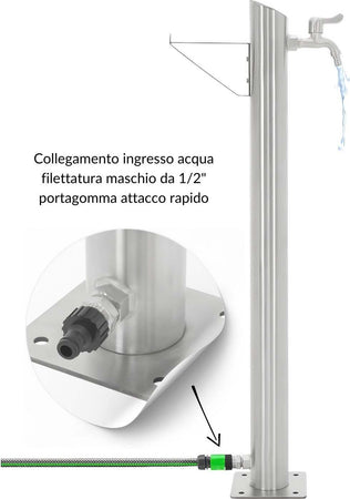 Fontana-da-Giardino-a-Colonna-esterno-TIGLIO-Acciaio-Inox-Spazzolato-H-95-cm