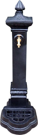 Fontana in ghisa da pavimento nero con rubinetto h 120 cm per esterni Giardino e giardinaggio/Decorazioni per il giardino/Fontane La Zappa - Altamura, Commerciovirtuoso.it