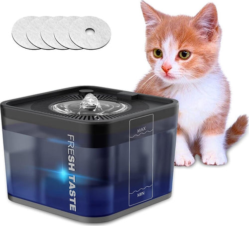 Fontana Per Cani E Gatti 2,5 Litri Con Luce A Led Spegnimento Automatico Traslucido Super Silenzioso (＜ 35 Db) Distributore Di Acqua Con 5 Filtri