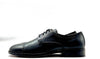 FONTANA scarpa classica uomo derby lavorato in pelle nera con fondo in cuoio