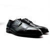 FONTANA scarpa classica uomo derby lavorato in pelle nera con fondo in cuoio
