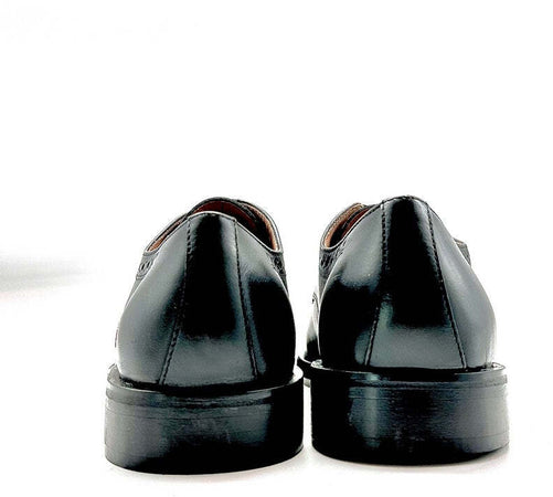 FONTANA scarpa classica uomo derby lavorato in pelle nera con fondo in cuoio