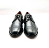 FONTANA scarpa classica uomo derby lavorato in pelle nera con fondo in cuoio