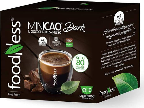 Foodness - Capsula Minicao Dark Compatibile Dolce Gusto Bevanda Al Cioccolato Fondente Belga Senza Glutine 6 Blister X10 Pz Capsule Dolce Gusto, Minicao Dark Non solo alimenti - Albano Laziale, Commerciovirtuoso.it