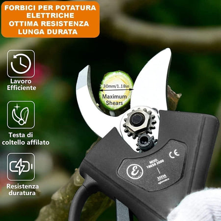 Forbici-Per-Potatura-Elettriche-Cesoie-A-Batteria-Troncarami-30-mm-Giardinaggio-Fai-Da-Te,-2-Batterie,-Caricatore,-Valigetta-Per-Trasporto.-Alberi-da-frutta