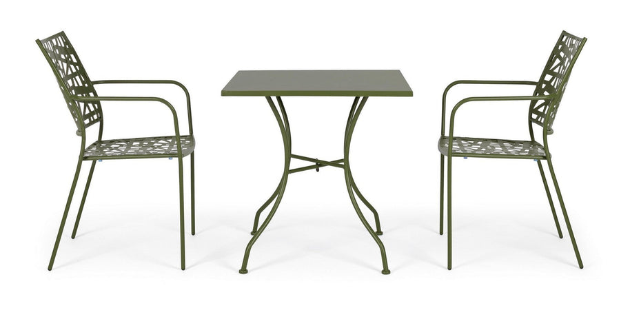 Tavolino quadrato "Kelsie" con struttura in acciaio, finitura opaca, per esterno