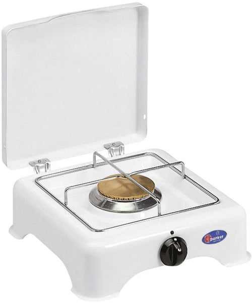 Fornello a Gas 1 Fuoco con valvola di sicurezza GPL / METANO griglia cromata con coperchio mod. 5321S