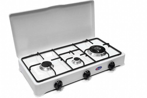 Fornello a gas 3 fuochi Gpl / Metano DOPPIA CORONA con valvola di sicurezza CFPARKER Mod. 5328GPS/C