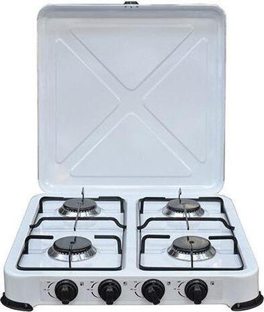 Fornello a gas da campeggio 4 fuochi con coperchio fiamma regolabile Sport e tempo libero/Attività ricreative all'aperto/Camping e outdoor/Cucine e accessori da campeggio/Fornelli La Zappa - Altamura, Commerciovirtuoso.it