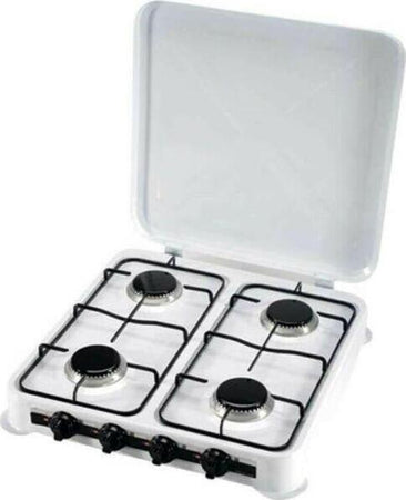 Fornello a gas da campeggio 4 fuochi con coperchio fiamma regolabile Sport e tempo libero/Attività ricreative all'aperto/Camping e outdoor/Cucine e accessori da campeggio/Fornelli La Zappa - Altamura, Commerciovirtuoso.it