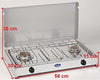 Fornello a gas gpl / metano a 2 fuochi con Valvola di Sicurezza Pianale in acciaio inox cfparker mod. 5522RSG. Colore: Grigio