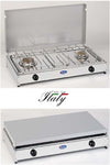 Fornello a gas gpl / metano a 2 fuochi Pianale in acciaio inox cfparker mod. 5522G. Colore: Grigio