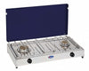 Fornello a gas gpl / metano a 2 fuochi Pianale in acciaio inox cfparker mod. 5522GB Colore: Grigio Blu