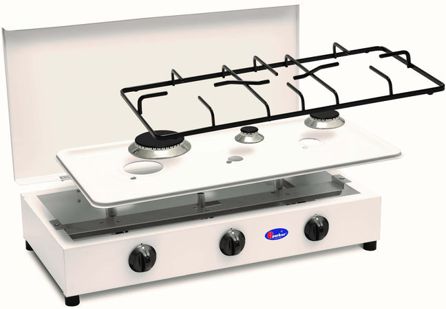 Fornello Da Tavolo Parker A Gas GPL 3 Fuochi | Acciaio Inox | Kit Regolatore Per Bombole Italia - Foto 4