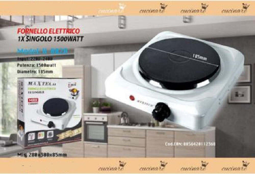 Fornello Elettrico 1500w Portatile 18,5 Cm Da Viaggio Campeggio H-002a Maxtech Casa, arredamento e bricolage > Elettrodomestici > Fornelli Piastre e Bistecchiere Trade Shop italia - Napoli, Commerciovirtuoso.it
