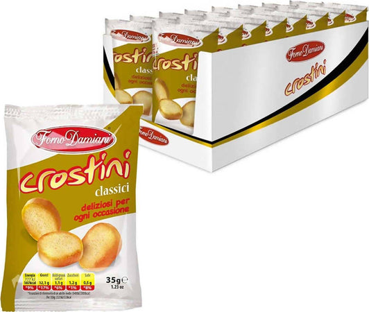 Forno Damiani 50x Crostini Gusto Classico 35 Gr Croccantelle Bruschette Snack Salato per Aperitivo Confezione 50 Pezzi Alimentari e cura della casa/Pasticceria e prodotti da forno/Grissini taralli e fette biscottate Franco Pausa Caffè - Albano Laziale, Commerciovirtuoso.it