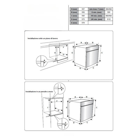 Forno elettrico multifunzione Samet CalliopeRB da incasso 8 funzioni 3 manopole inox classe A